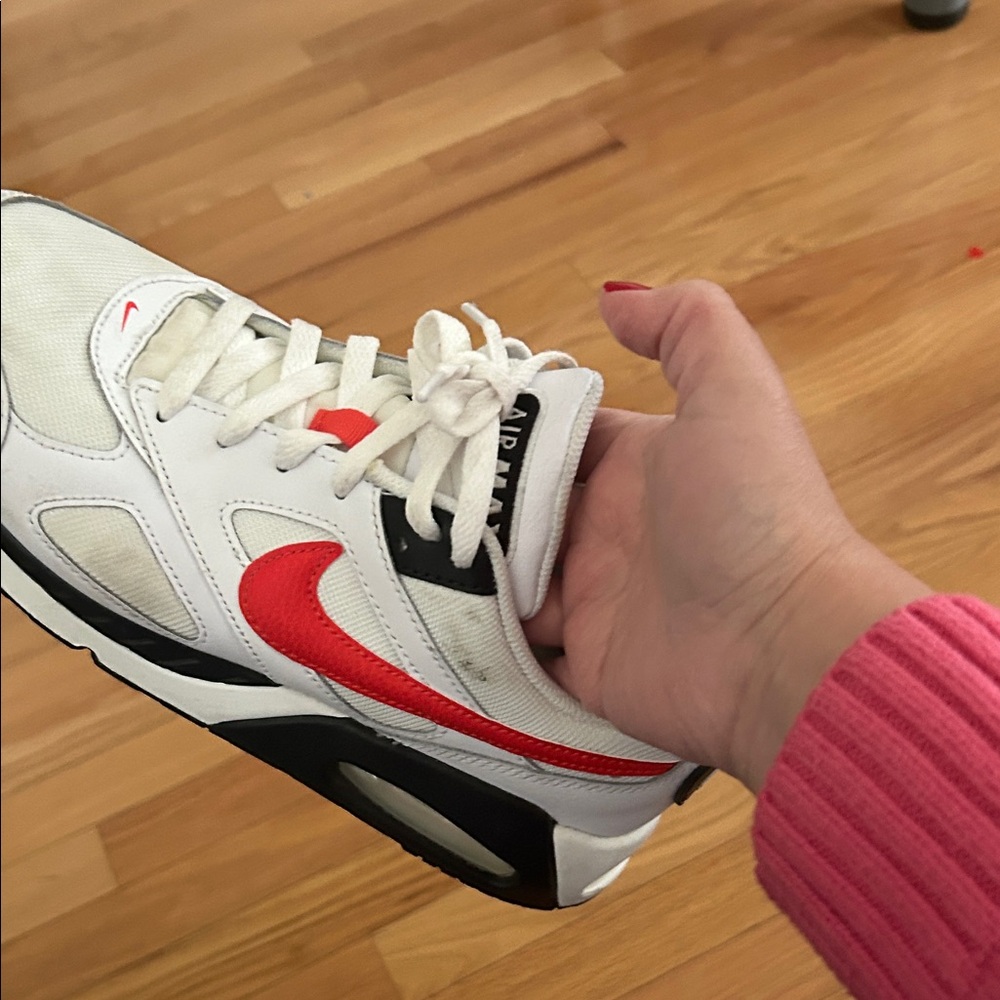 Nike Men’s White and Red Athletic Sneakers 7Y size